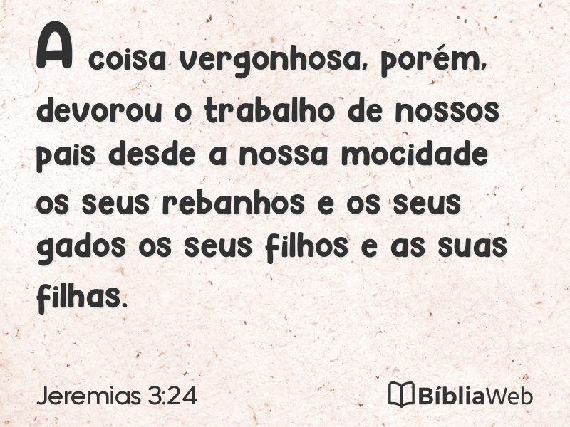 Jeremias 3:24 em imagem para compartilhar