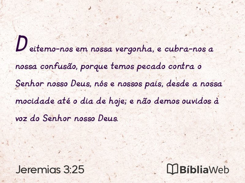 Jeremias 3:25 em imagem para compartilhar