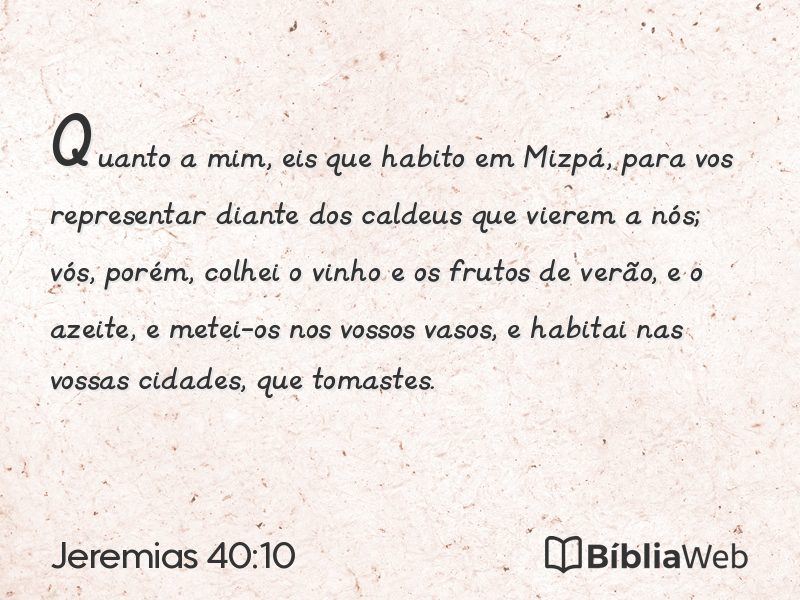 Jeremias 40:10 em imagem para compartilhar