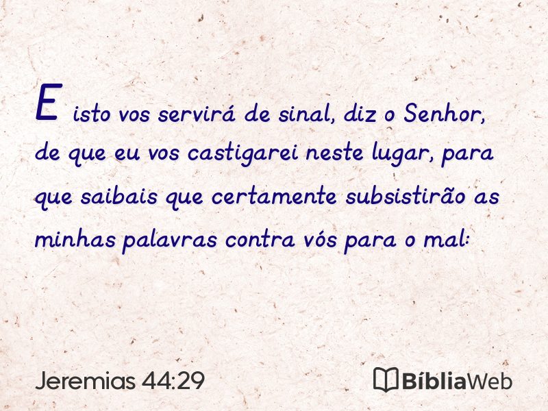 Jeremias 44:29 em imagem para compartilhar
