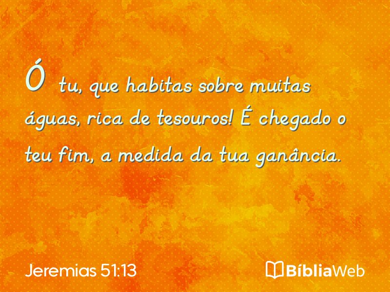 Jeremias 51:13 em imagem para compartilhar