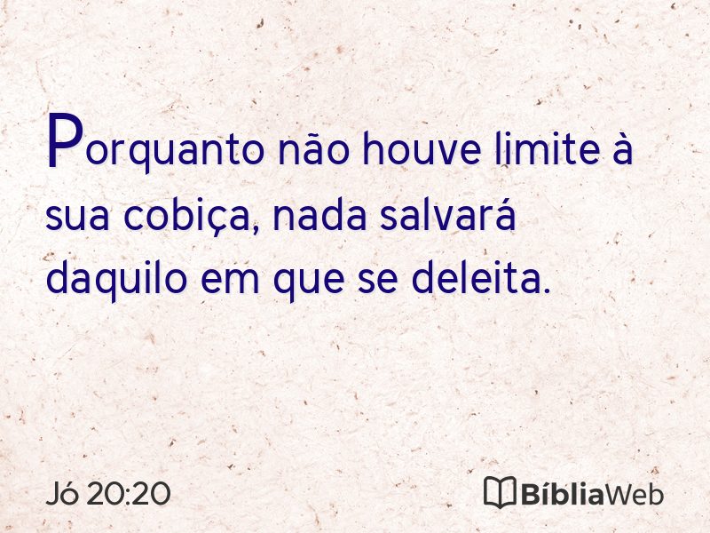 Jó 20:20 em imagem para compartilhar