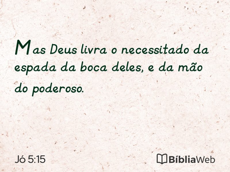 Jó 5:15 em imagem para compartilhar