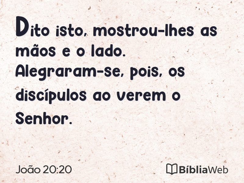 João 20:20 em imagem para compartilhar