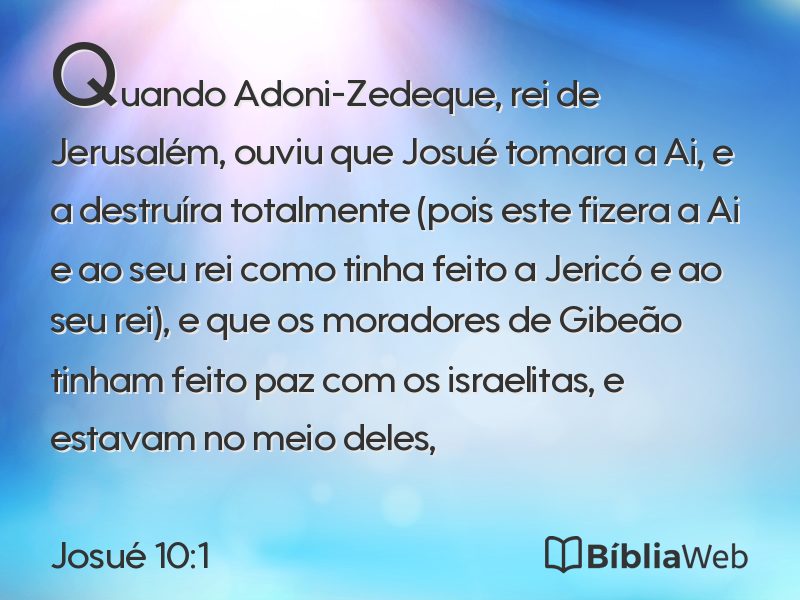 Josué 10:1 em imagem para compartilhar