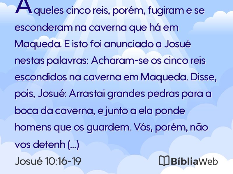 Josué 10:16-19 em imagem para compartilhar