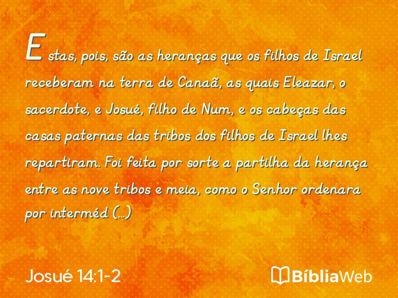 Josué 14:1-2 em imagem para compartilhar
