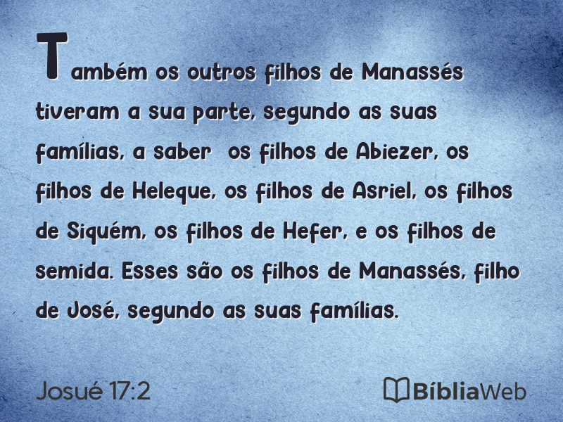 Josué 17:2 em imagem para compartilhar
