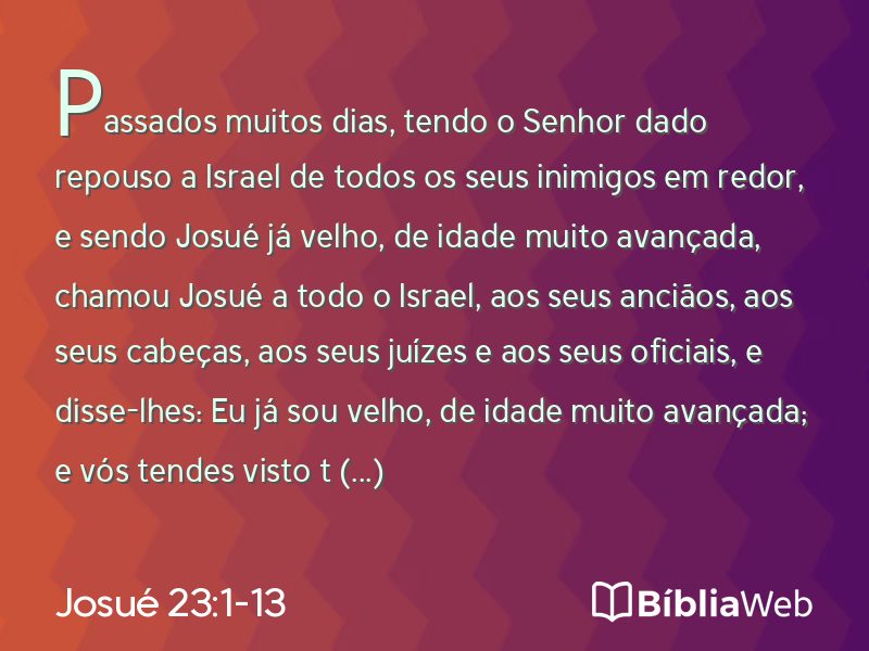 Josué 23:1-13 em imagem para compartilhar