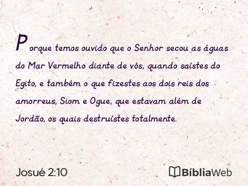 Josué 2:10 em imagem para compartilhar