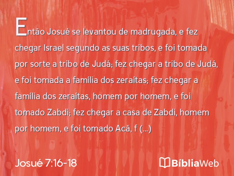 Josué 7:16-18 em imagem para compartilhar