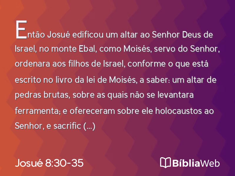 Josué 8:30-35 em imagem para compartilhar