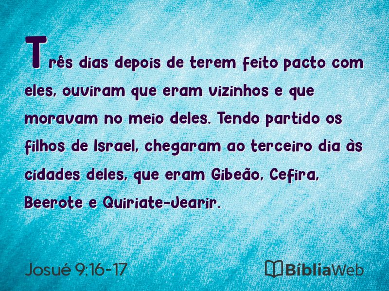 Josué 9:16-17 em imagem para compartilhar