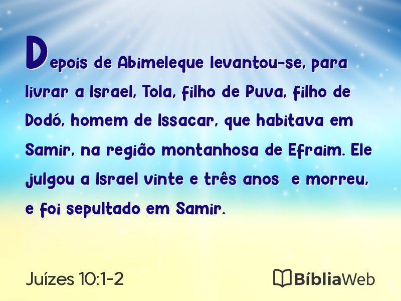 Juízes 10:1-2 em imagem para compartilhar
