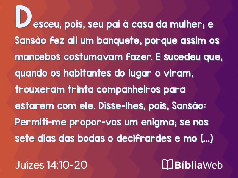 Juízes 14:10-20 em imagem para compartilhar