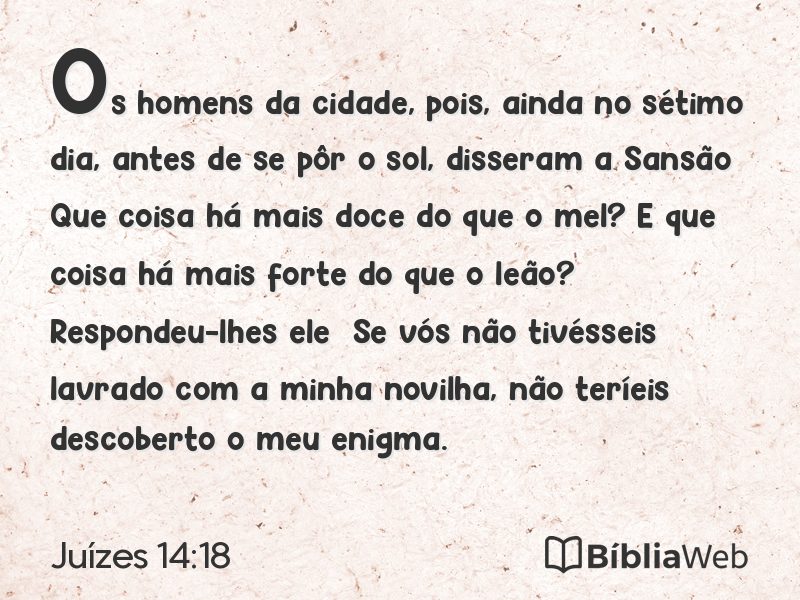 Juízes 14:18 em imagem para compartilhar