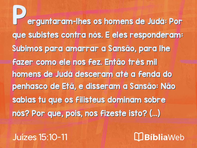Juízes 15:10-11 em imagem para compartilhar