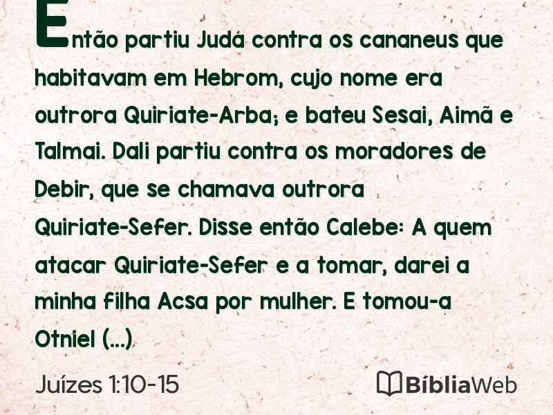 Juízes 1:10-15 em imagem para compartilhar