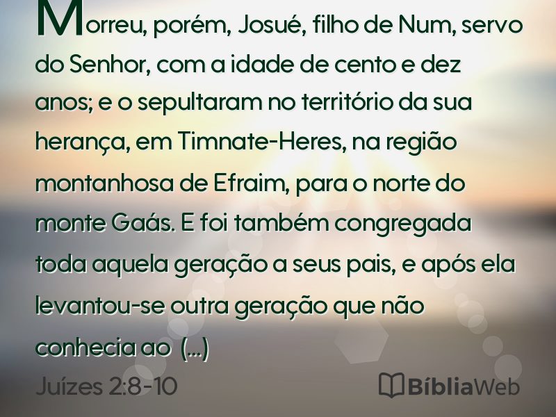 Juízes 2:8-10 em imagem para compartilhar