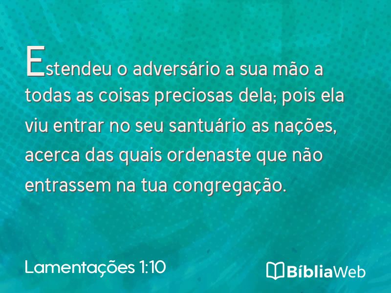 Lamentações 1:10 em imagem para compartilhar