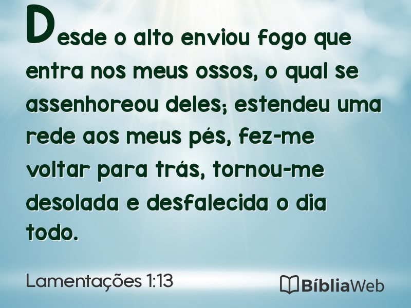 Lamentações 1:13 em imagem para compartilhar