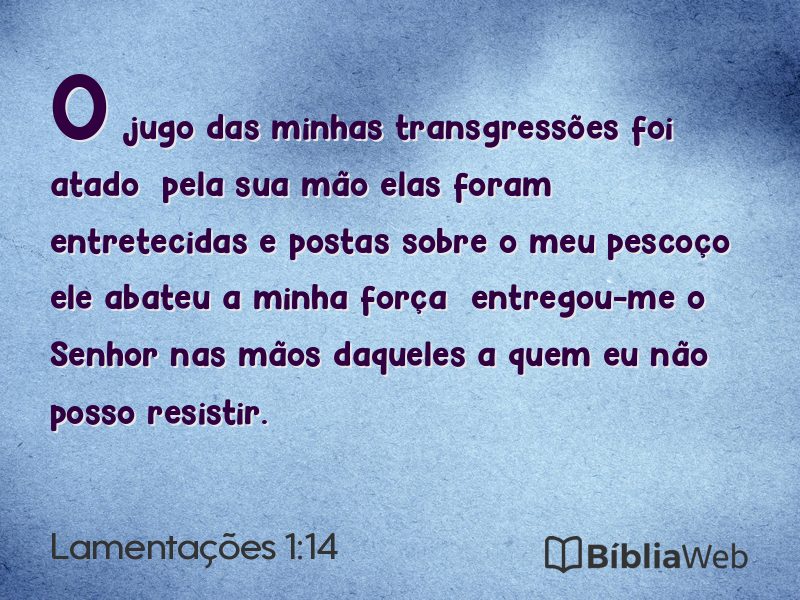 Lamentações 1:14 em imagem para compartilhar