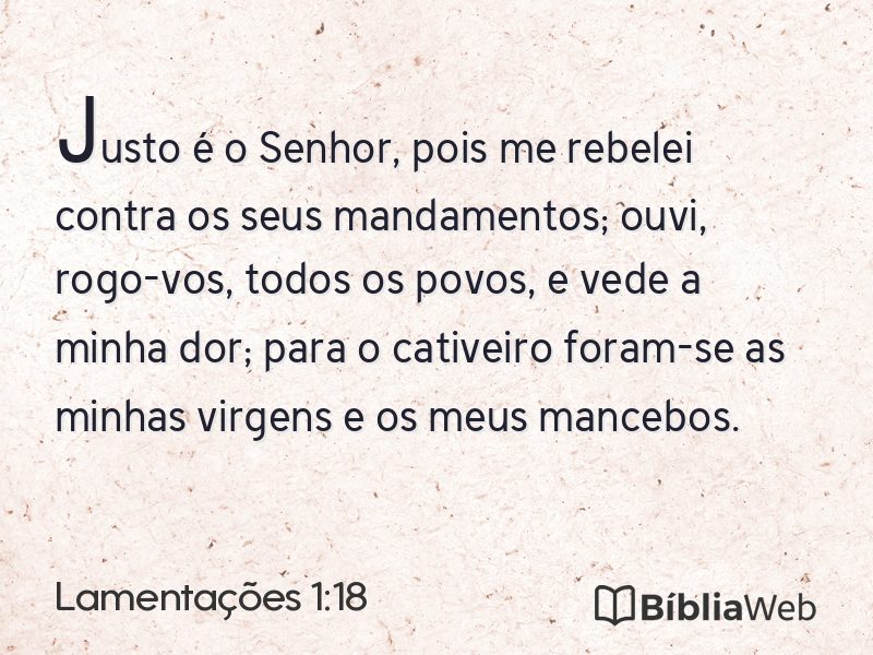 Lamentações 1:18 em imagem para compartilhar