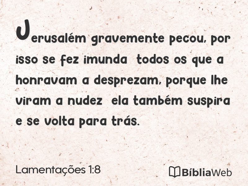 Lamentações 1:8 em imagem para compartilhar