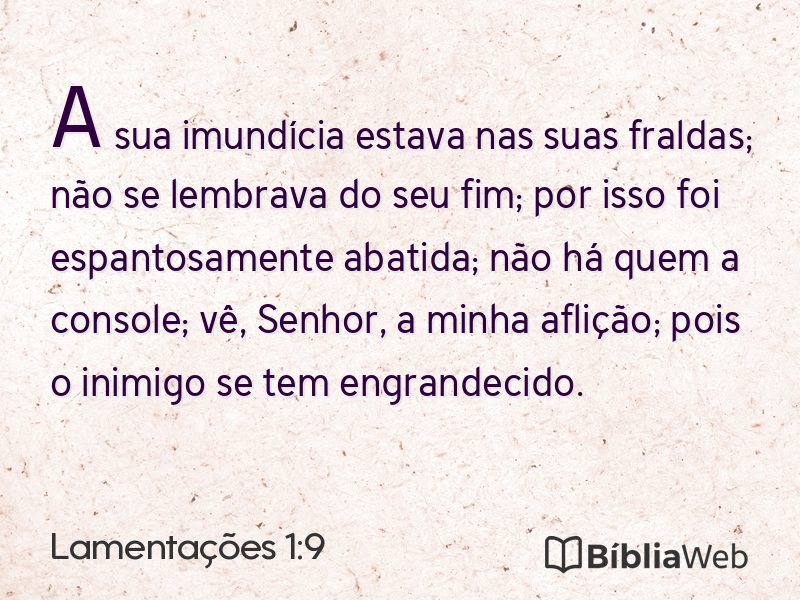 Lamentações 1:9 em imagem para compartilhar