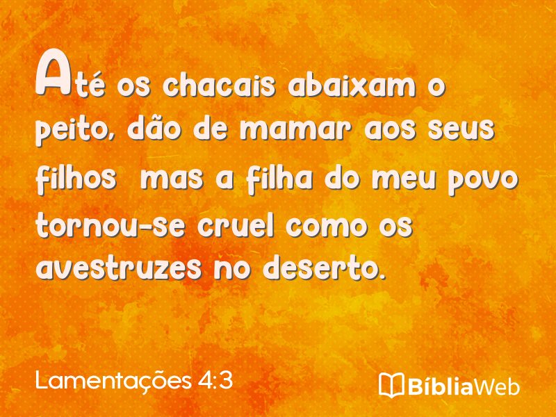 Lamentações 4:3 em imagem para compartilhar