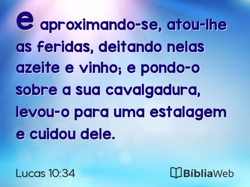 Lucas 10:34 em imagem para compartilhar