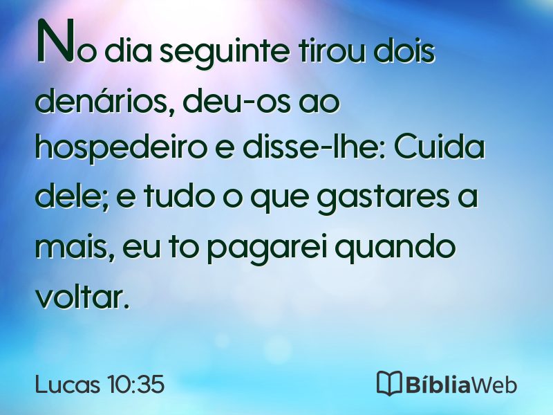 Lucas 10:35 em imagem para compartilhar