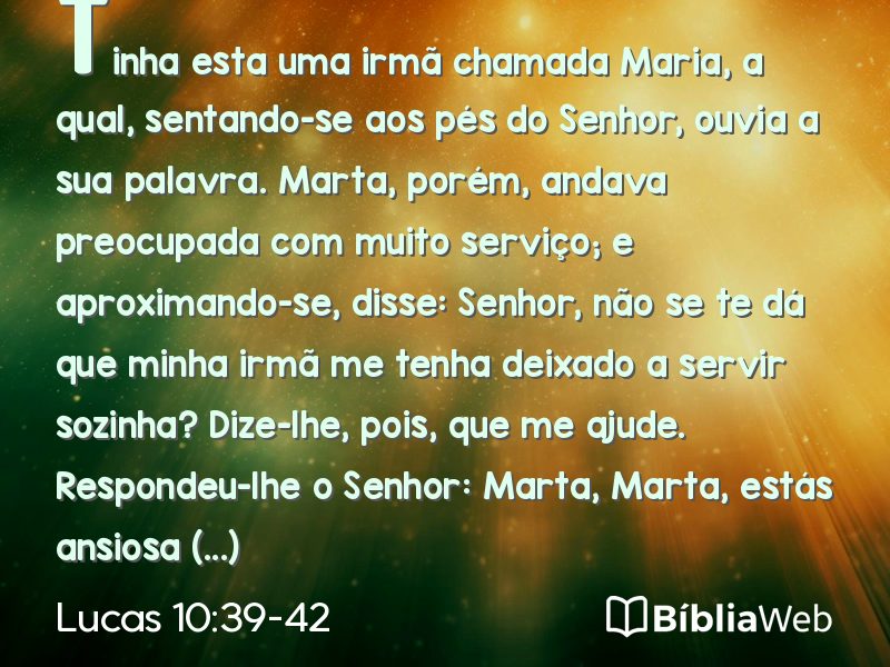 Lucas 10:39-42 em imagem para compartilhar