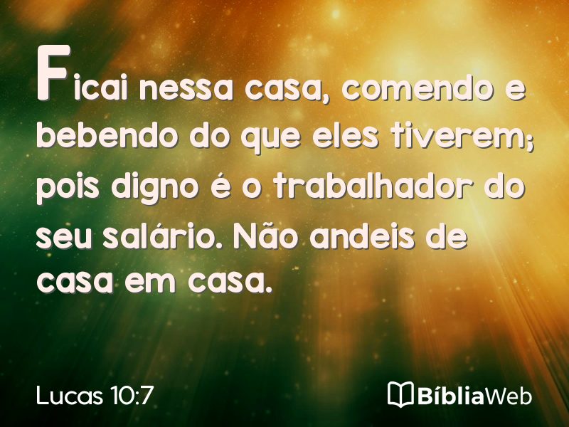 Lucas 10:7 em imagem para compartilhar