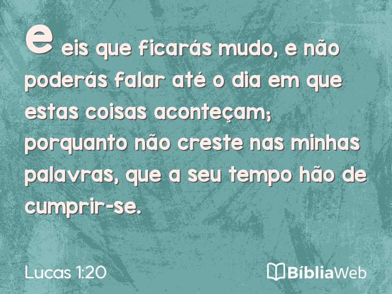 Lucas 1:20 em imagem para compartilhar
