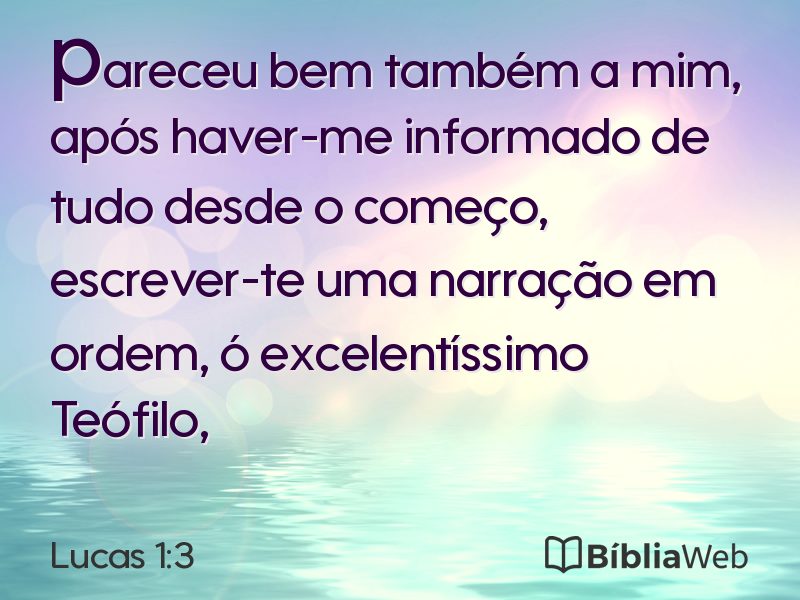 Lucas 1:3 em imagem para compartilhar