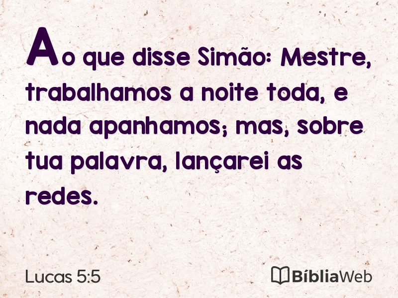 Lucas 5:5 em imagem para compartilhar