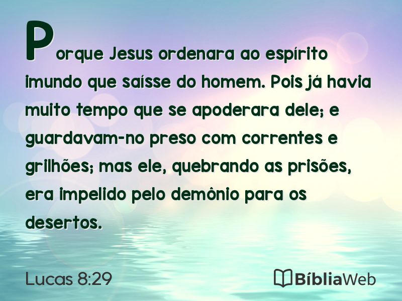 Lucas 8:29 em imagem para compartilhar