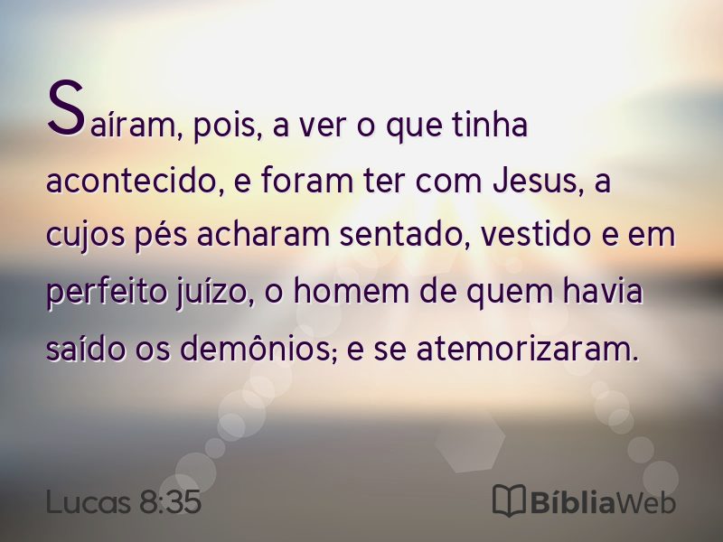 Lucas 8:35 em imagem para compartilhar