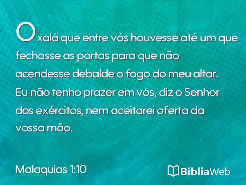 Malaquias 1:10 em imagem para compartilhar