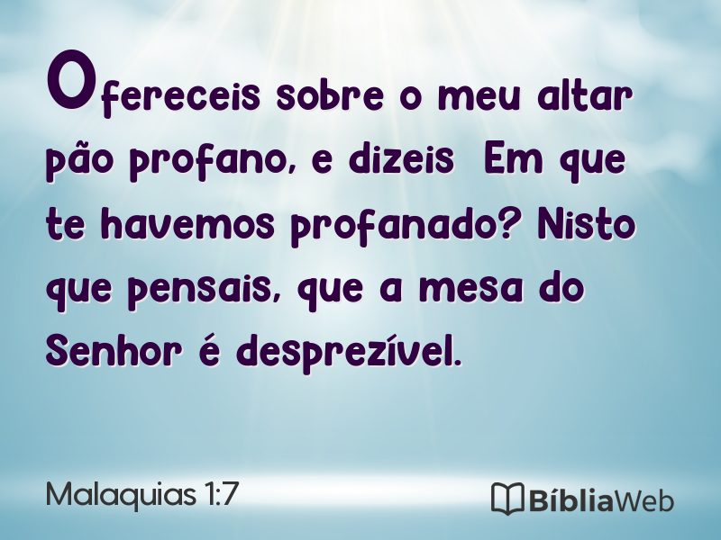 Malaquias 1:7 em imagem para compartilhar
