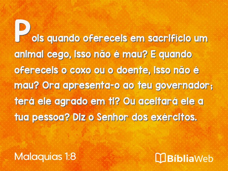 Malaquias 1:8 em imagem para compartilhar