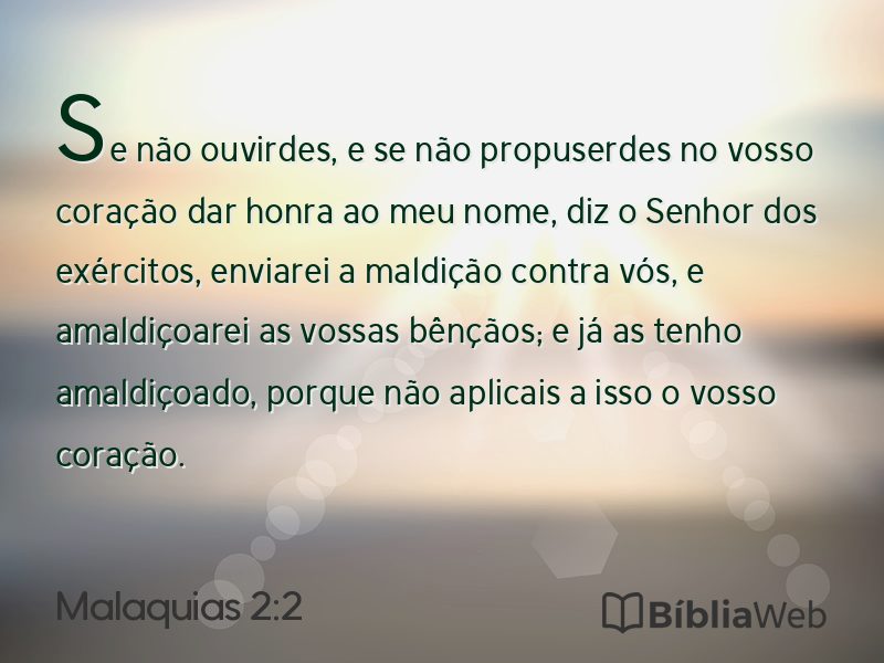 Malaquias 2:2 em imagem para compartilhar