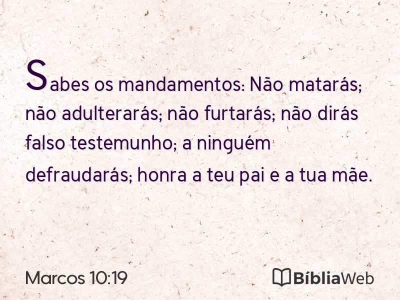 Marcos 10:19 em imagem para compartilhar