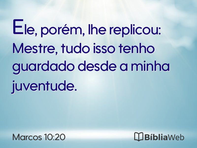 Marcos 10:20 em imagem para compartilhar