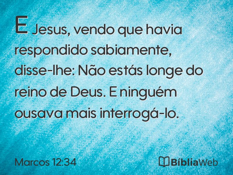 Marcos 12:34 em imagem para compartilhar