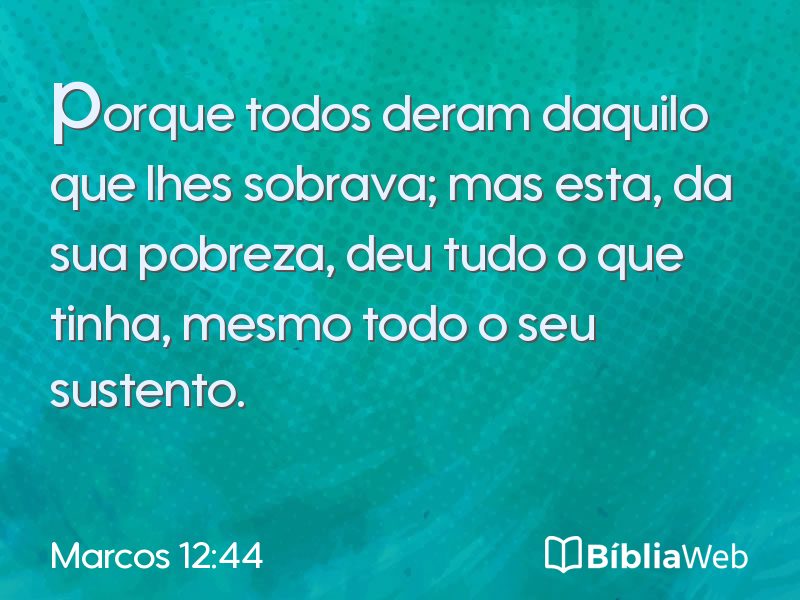 Marcos 12:44 em imagem para compartilhar