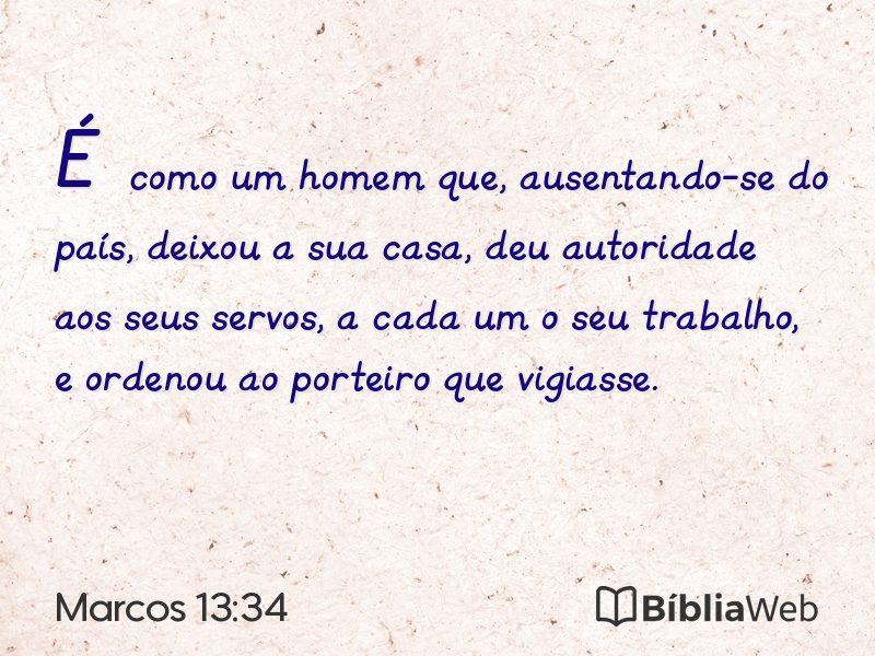 Marcos 13:34 em imagem para compartilhar