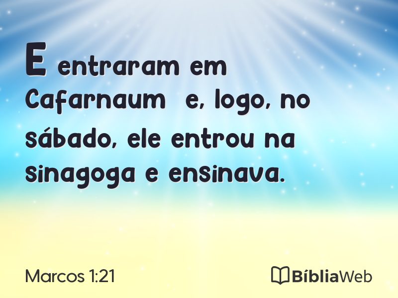 Marcos 1:21 em imagem para compartilhar