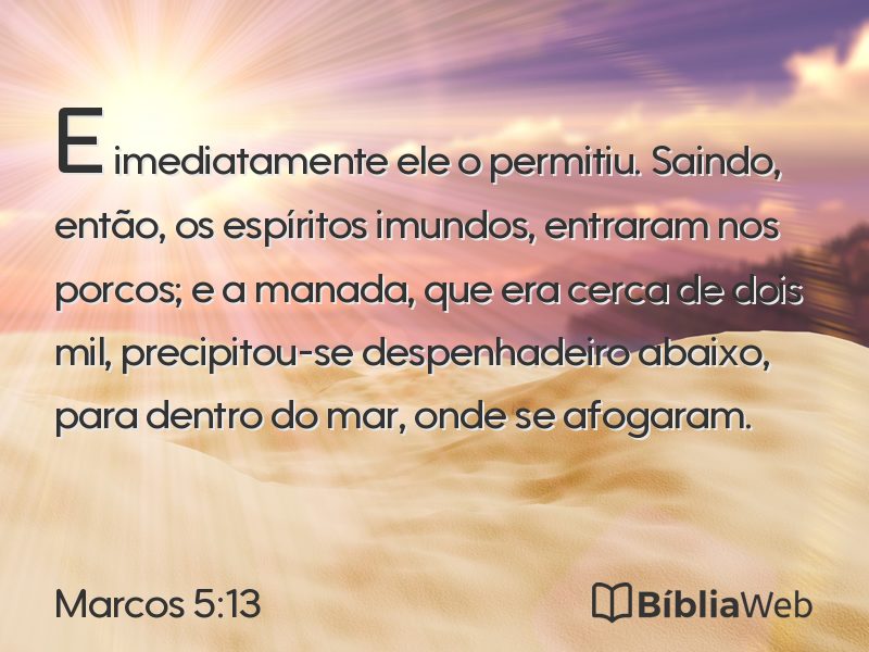 Marcos 5:13 em imagem para compartilhar